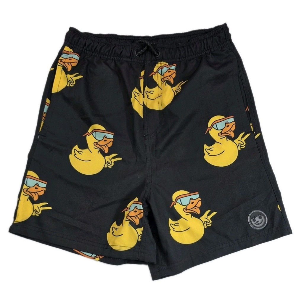 NEFF Mens Board Shorts Black Rubber Duck Sunglasses Print Swim Trunks Size M